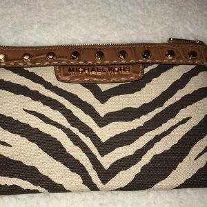 Micheal Kors Selma Studded Zebra Print Clutch